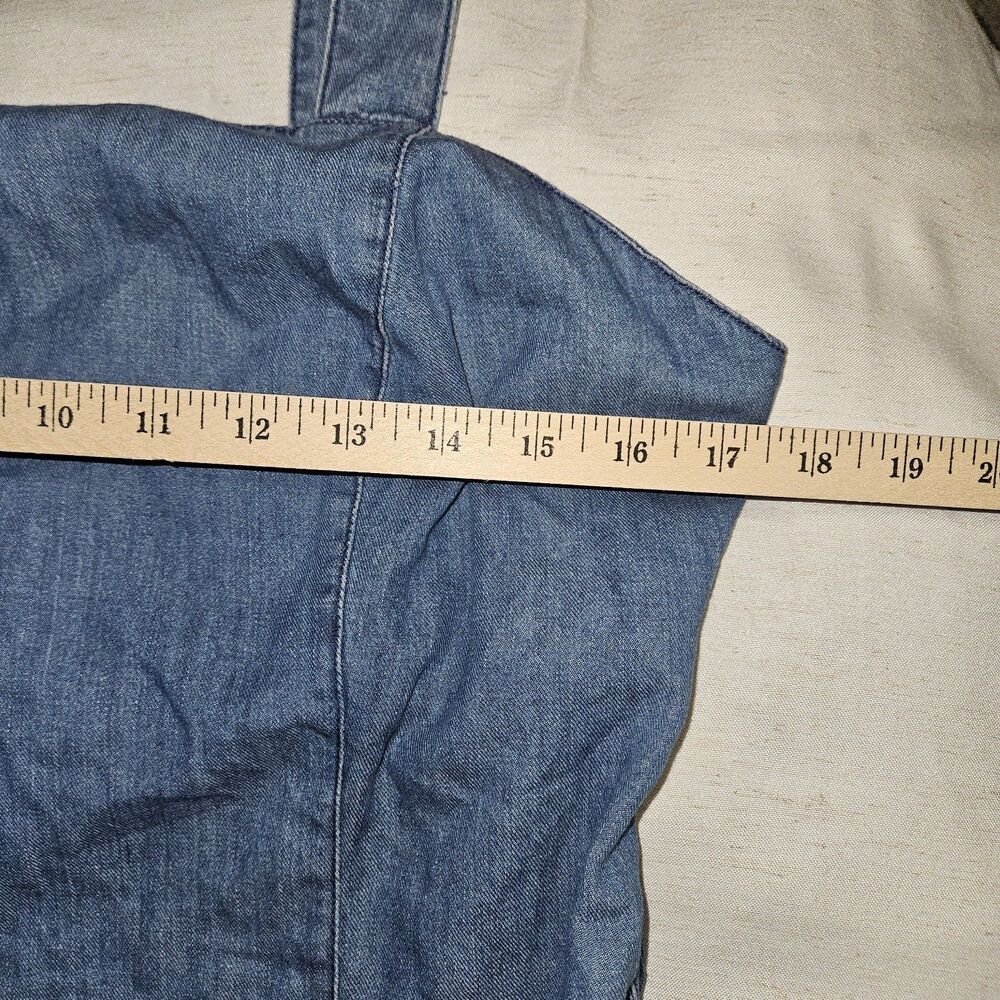 POPSUGAR Women’s Chambray Denim Long Dress Size M Tie Back Blue New Sleeveless - Picture 10 of 10
